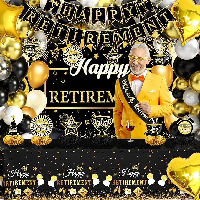 Retirement Party Decorations, Retirement Balloons, Sash Hanging Swirls - Image 6