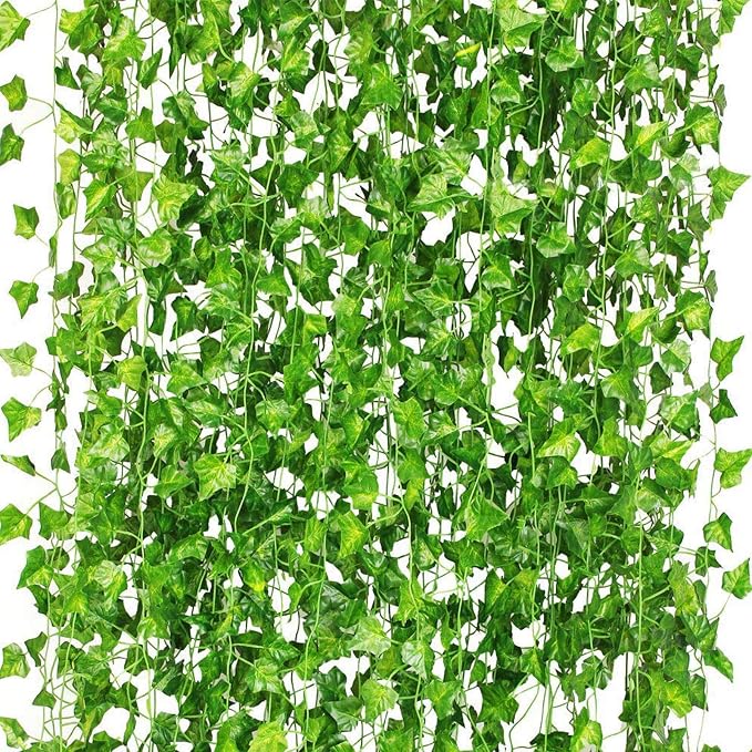 12 Pack 84Ft Artificial Ivy Garland, Fake Vines UV Resistant Greenery Leaves by CQURE