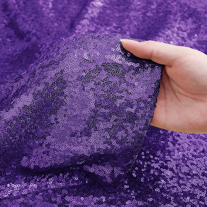 Sugargirl Purple Sequin Backdrop Curtain 4FTx8FT Glitter Purple Background - Image 6