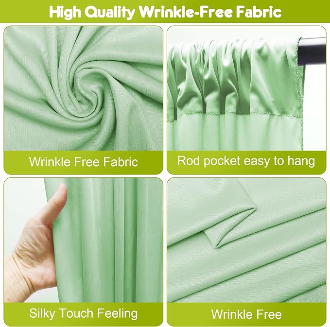 Sage Green Backdrop Curtain Drapes - Image 4