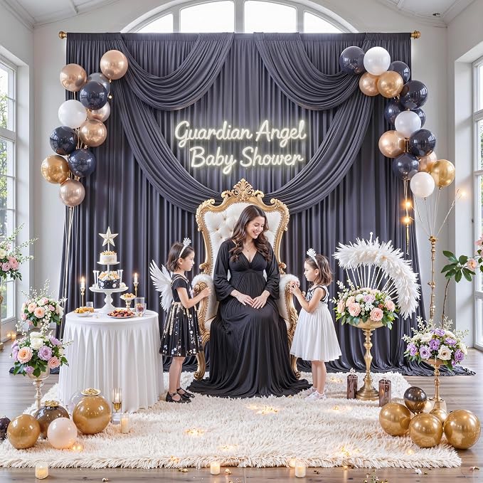 10 ft x 10 ft Wrinkle Free Charcoal Backdrop Curtain - Image 8