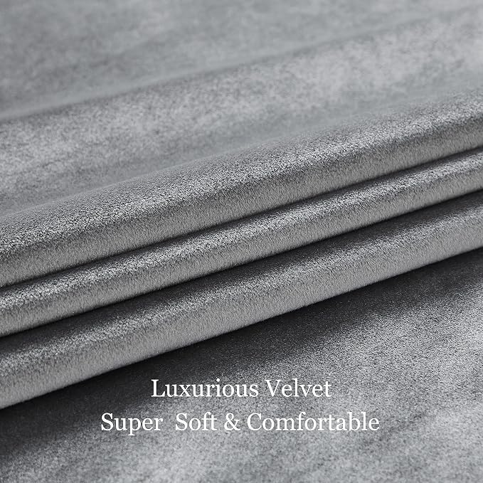BULBUL Velvet Grey Blackout Curtains 90 inch Long - Image 5