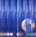 Crosize 2 Pack 3.3 x 9.9 ft Dark Blue Foil Fringe Curtains Party Decorations by Crosize