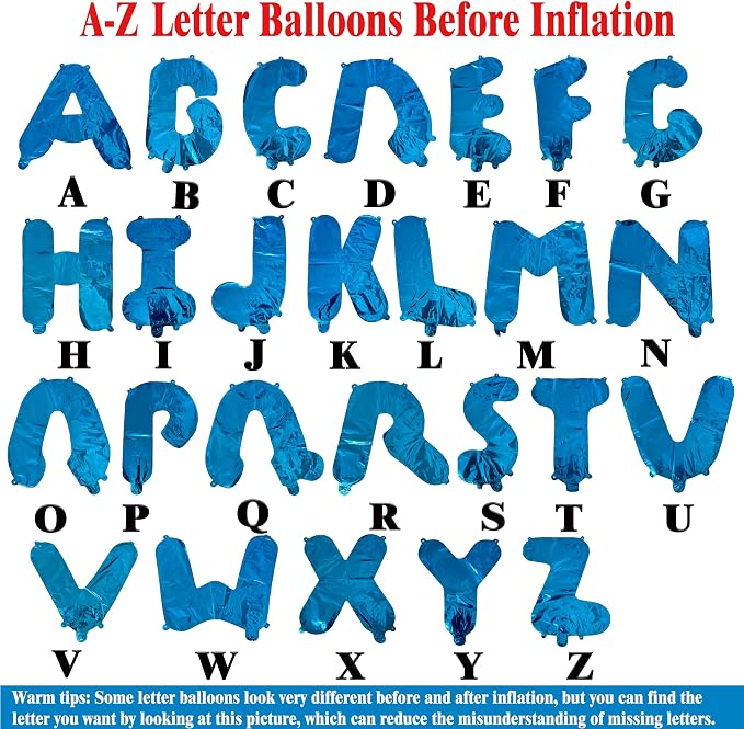 TONIFUL Light Blue Letter Balloons 2 Set 16 Inch A-Z Custom Alphabet Banner | - Image 7
