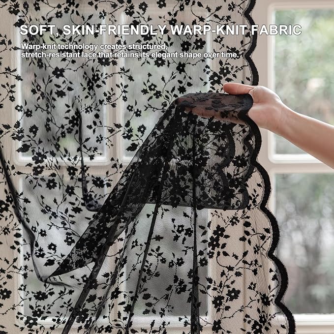 Anmao Vintage Lace Sheer Curtains 63 Inches Long - Image 4
