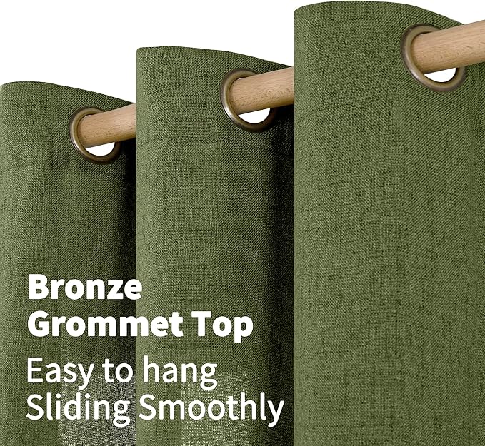 YoungsTex Olive Linen Curtains 90 Inch Length 2 Panels - Image 6
