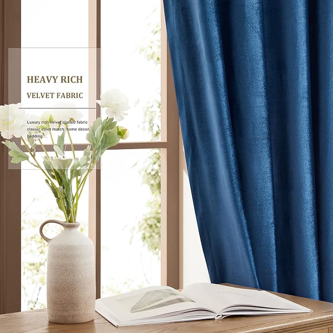 BULBUL Velvet Navy Blue Blackout Curtains 120 inch Length - Image 4