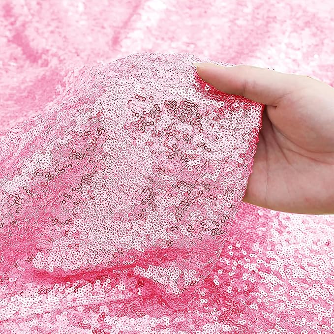 Sugargirl Matte Pink Sequin Backdrop Curtain 4 Panels 2FTx8FT Glitter Pink - Image 5