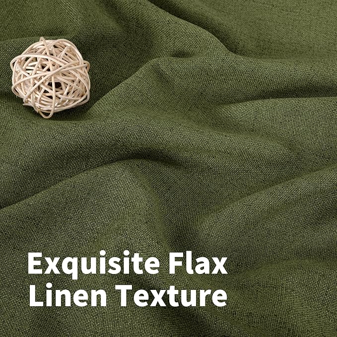 YoungsTex Olive Linen Curtains 90 Inch Length 2 Panels - Image 4