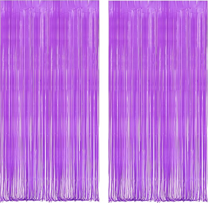 BRAVESHINE Purple Streamers Party Backdrop Pastel Fringe Curtains | 2 Pack | by BRAVESHINE