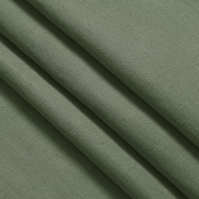 Olive Green Linen Curtains 72 Inches Long 2 Panels Set - Image 7