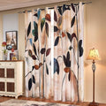 SUBRTEX Boho Leaf Printed Curtains 84 inch Long 2 Panels, Room Darkening by Subrtex