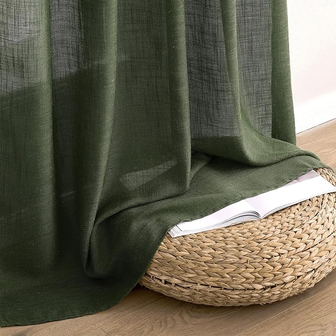 MIULEE Olive Green Linen Curtains 52x84 Inch Length - Image 7