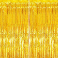 Voircoloria Gold Foil Fringe Backdrop Curtains, 2 Pack | Tinsel Streamers by Voircoloria