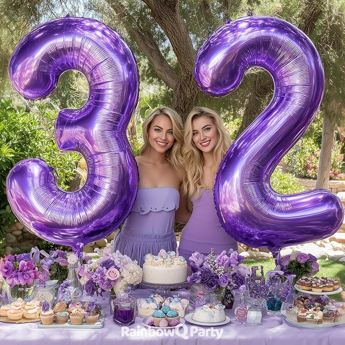 RainbowQ Purple 30 Balloon Number 40 Inch 0-40 Foil Large Balloons | Big Mylar - Image 5