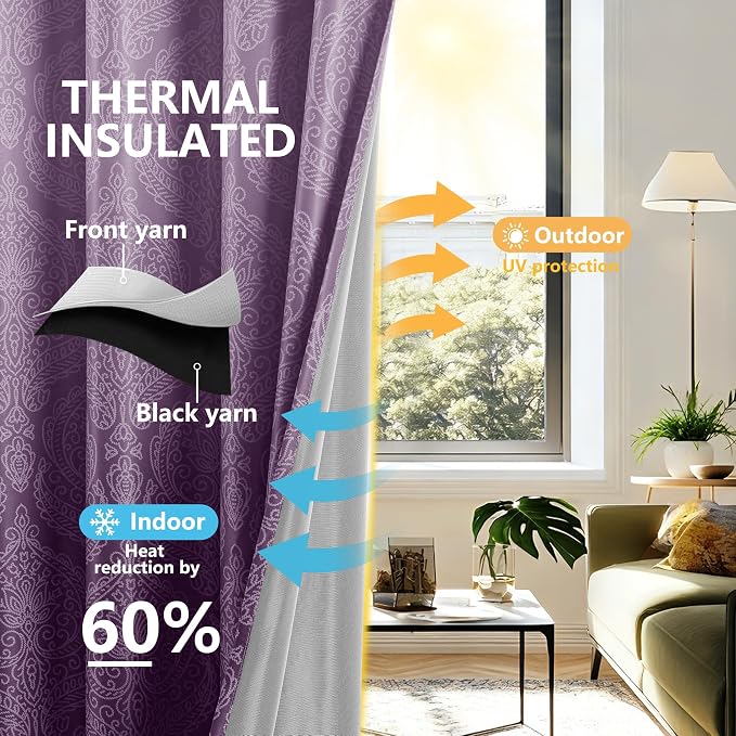 DWCN Purple Blackout Curtains for Bedroom 84 Inch Long - Image 4