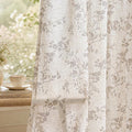 jinchan Taupe Floral Linen Curtains 84 Inch Farmhouse Back Tab 2 Panels | Taupe by JINCHAN