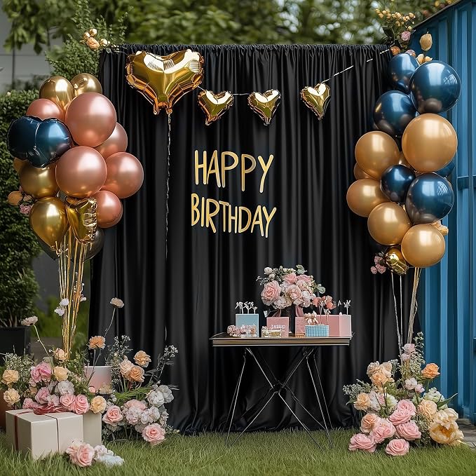 Black Backdrop Curtain for Parties Backdrop Drapes, 4 Panel 5x10FT - Image 6