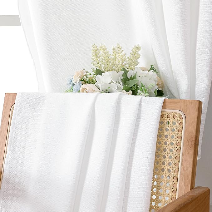Tollpiz Short Linen Curtain Living Room Rod Pocket Semi Sheer Curtains Burlap - Image 6