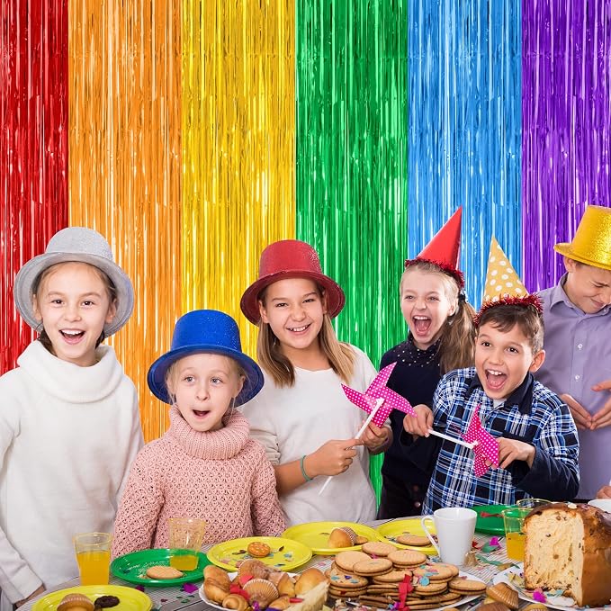 ZATAYE 4 Pack Rainbow Kindergarten Foil Curtain Streamer Decorations | Rainbow - Image 5