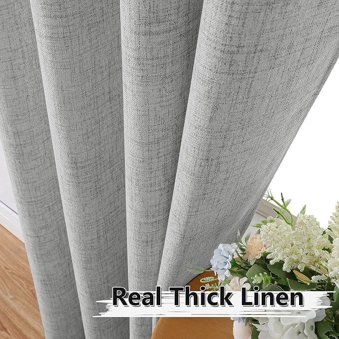 Tollpiz Short Linen Tier Curtains Rod Pocket Semi Sheer Half Kitchen Curtain - Image 3