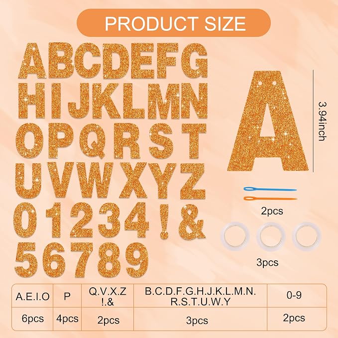 BEISHIDA Glitter Orange 116 PCS A-Z DIY Letter Custom Banner Party Decor | 111 - Image 3