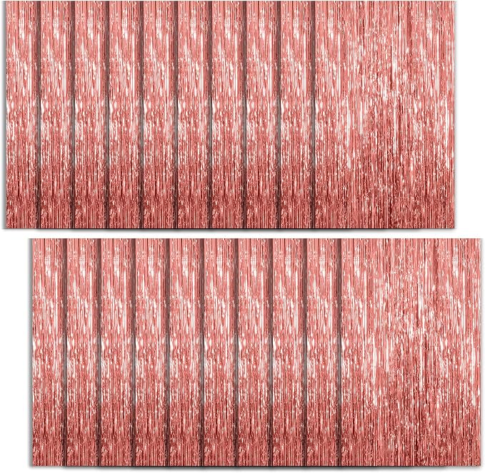 20 Pack Foil Curtain Backdrop Rose Gold Metallic Tinsel Foil Fringe Curtains by KEJ
