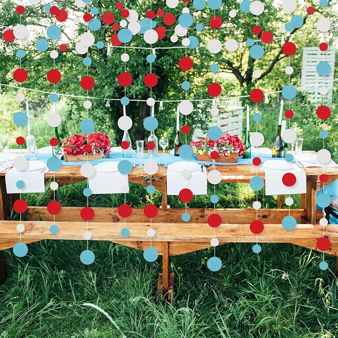 Outus 10 Pieces Colorful Circle Garland Banner Hanging Paper Dot Decorations - Image 6
