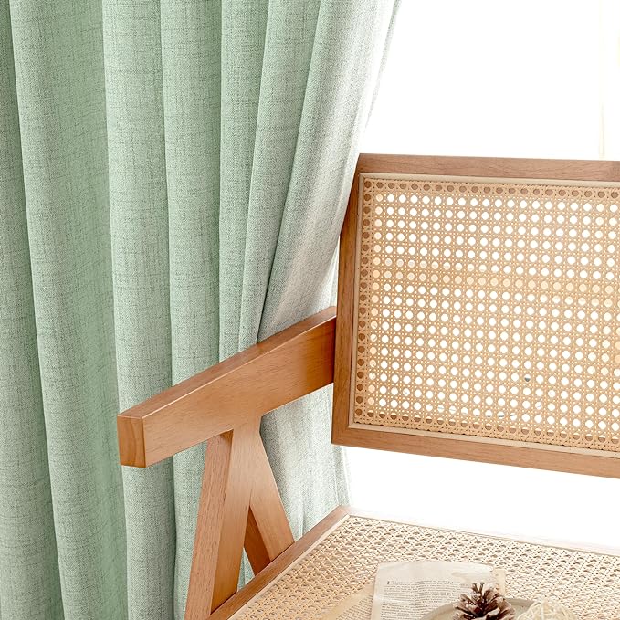YoungsTex Sage Green Linen Curtains 45 Inches Length - Image 5