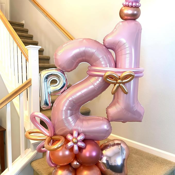 11 Balloon Number Birthday, Giant Light Pink Number 1 & 1 Helium Foil Balloon - Image 4