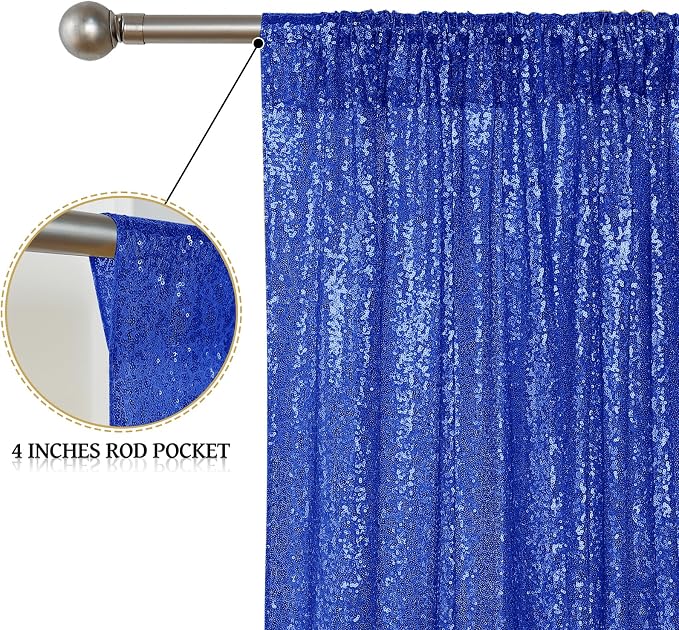 Sugargirl Royal Blue Sequin Backdrop Curtain 6 Panels 2FTx8FT Glitter Royal - Image 4