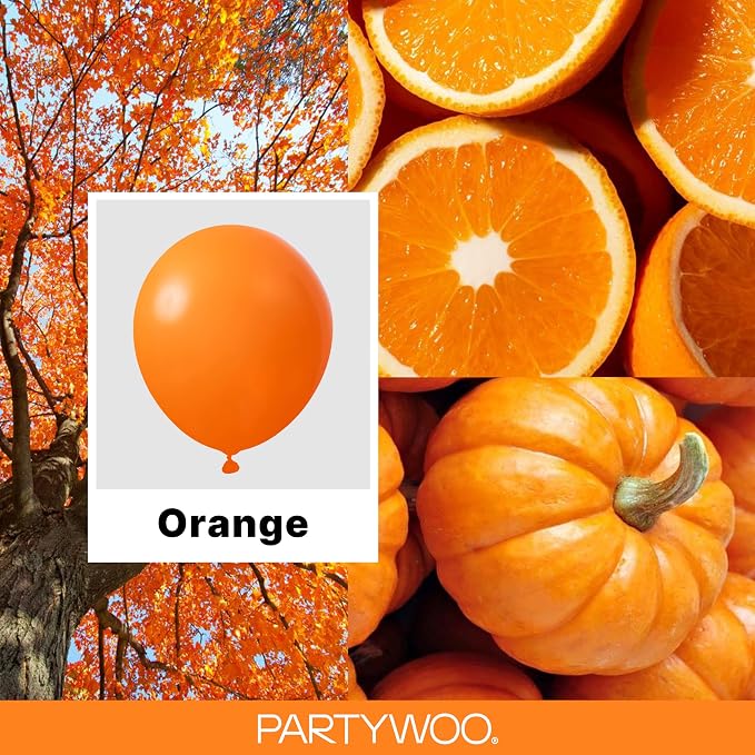 PartyWoo Orange Balloons 92pcs Fall Latex Helium Balloons Different Sizes | 18 - Image 2
