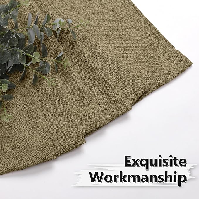 Tollpiz Linen Curtains Bedroom Rod Pocket Semi Sheer Curtain Burlap Light - Image 7