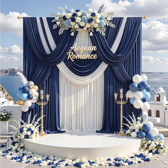 30 ft x 10 ft Wrinkle Free Navy Blue Backdrop Curtain - Image 6