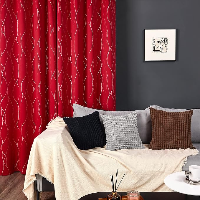 Deconovo Living Room Curtains 63 Inches Long, Thermal Insulated, Room Darkening - Image 3