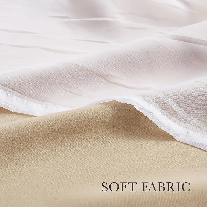 PONY DANCE Sheer Curtains Blackout, 52 by 63 inches, Biscotti Beige, Cortinas - Image 3