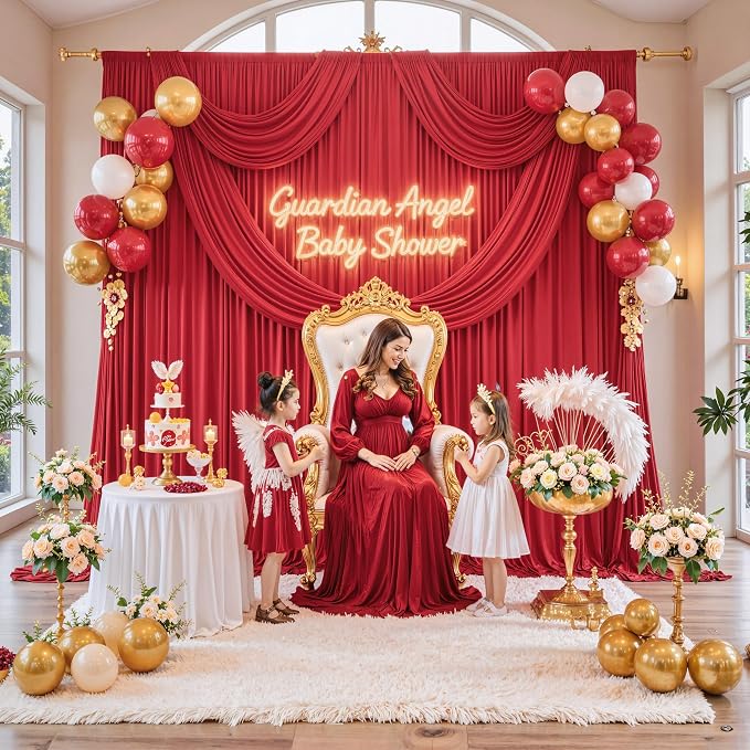 10 ft x 20 ft Wrinkle Free Red Backdrop Curtain - Image 8