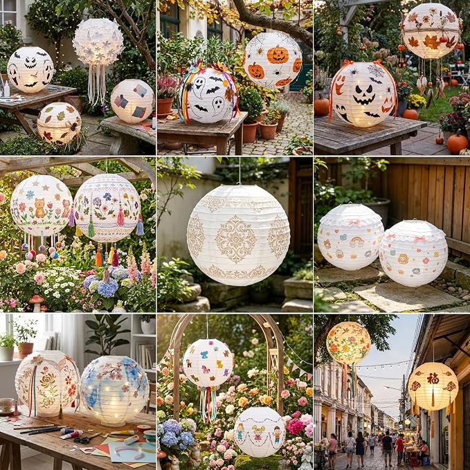 10pcs White Paper Lanterns Party Decorations, 16in Large Chinese Round Paper - Image 7