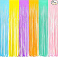 BRAVESHINE Tinsel Foil Fringe Curtains | Pastel Colourful Party Backdrop | 2Pcs by BRAVESHINE