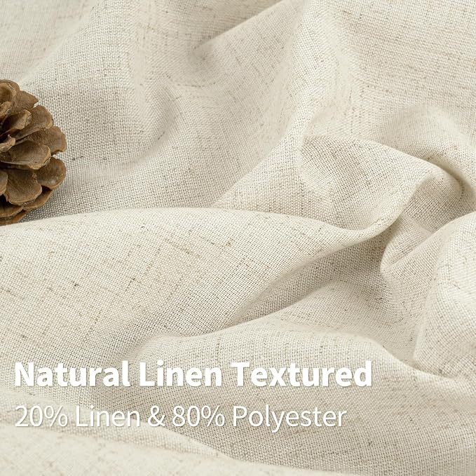 YoungsTex Beige Linen Curtains 63 Inch Length 2 Panels - Image 3