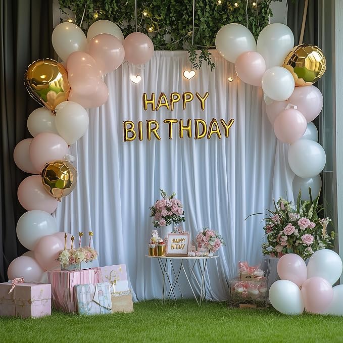 White Backdrop Curtain for Wedding Parties Backdrop Drapes 10x10FT | Wrinkle - Image 4