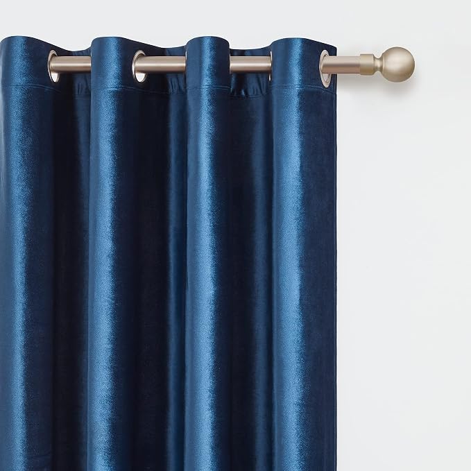 BULBUL Velvet Navy Blue Blackout Curtains 102 inches - Image 3