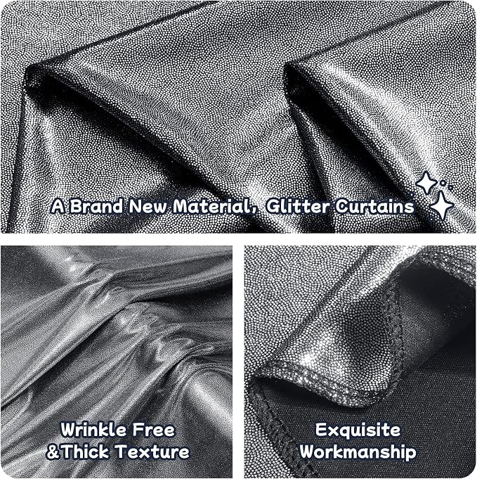 30ftx10ft Black Silver Glitter Sequin Backdrop Curtain - Image 3