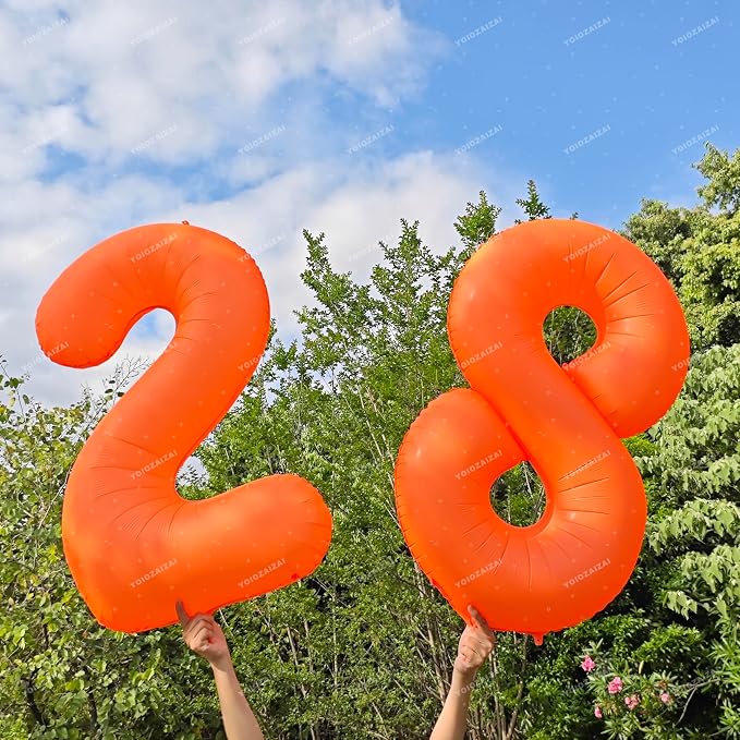 40 IN Orange Birthday Number 2 Balloon Fluorescent Orange Foil Balloon | - Image 4