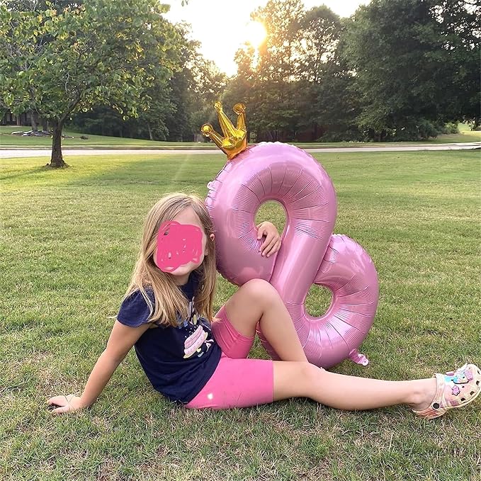 Crown Pink Number 1 Balloon for Girls 1st Birthday Party, 40 Inch Large Number - Image 5