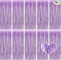 10 Pack Light Purple Backdrop Curtain 3.2ft x 8.2ft Metallic Tinsel Foil Fringe by Ohiyoo