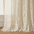 WAZZIO Boho Lace Curtains 2 Panels 63 Inches -Cute Vintage Victorian Sheer by WAZZIO