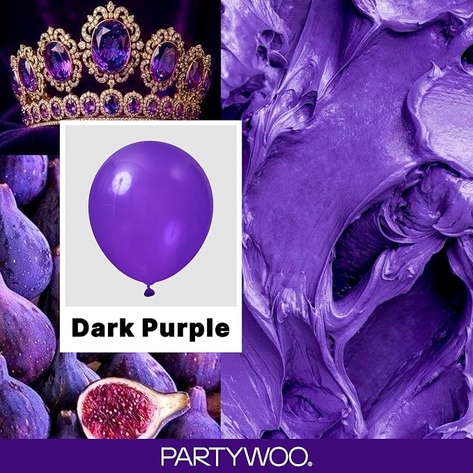 PartyWoo Dark Purple Balloons 123pcs Royal Purple Color 18 12 10 5 Inch | 18 12 - Image 2