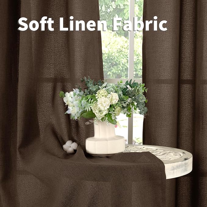 YoungsTex Brown Linen Curtains 90 Inches Length - Image 7