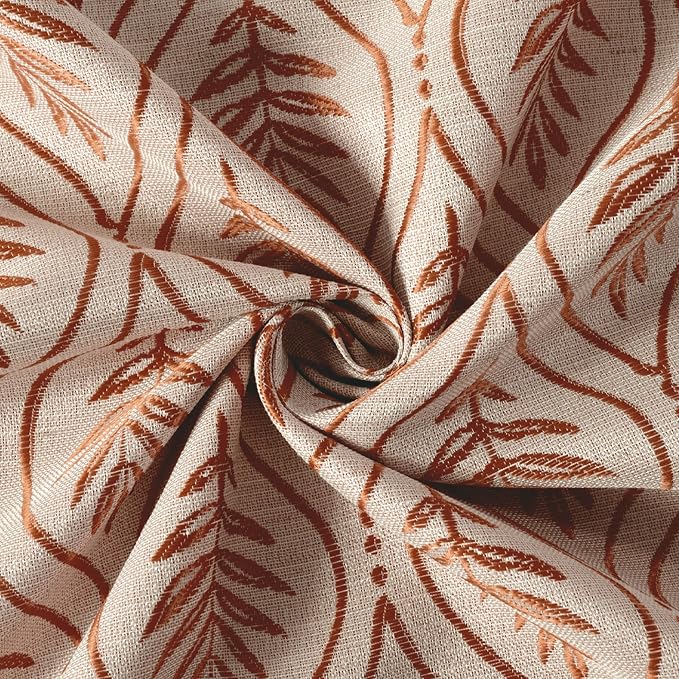BGment Terracotta Leaf Jacquard Curtains 72 Inches Long - Image 7